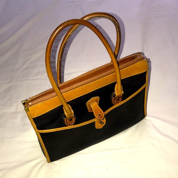 Dooney & Bourke Handbags - ❗️SOLD❗️Dooney and Bourke Black/Tan Leather Shoulder Carry Bag Purse